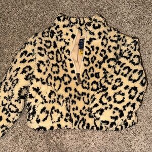 Ralph Lauren Girls' Leopard Print Faux Sherpa Pullover - Little Kid 2T